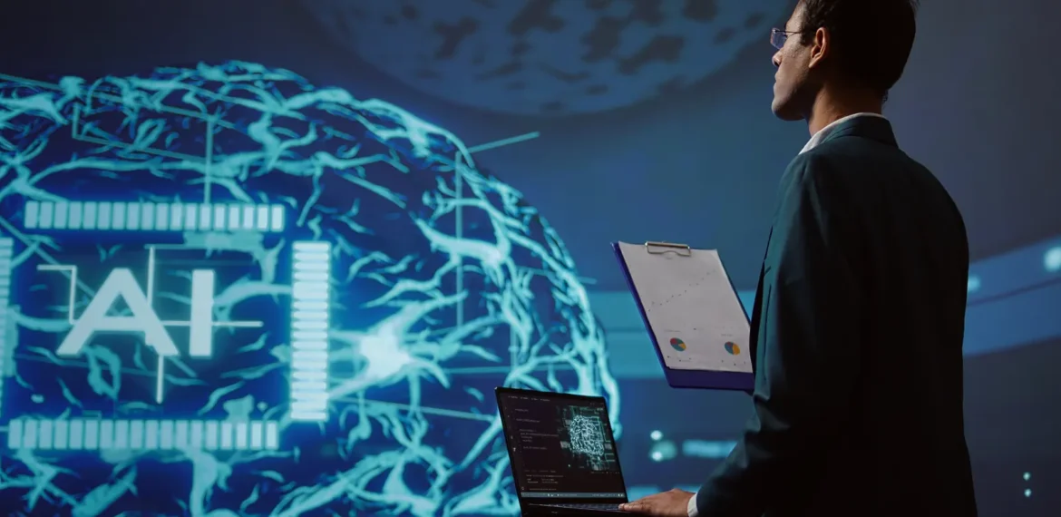 Researcher analysing artificial intelligence data as part of the scientific method