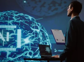 Researcher analysing artificial intelligence data as part of the scientific method
